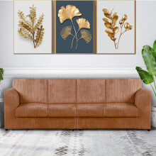 (Full Back, Coffee) Milo Jumbo Cord 4 Seater 2 Corner Jumbo Cord Sofa