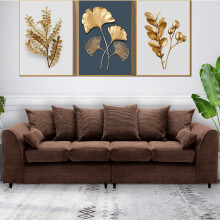 (Scatter Back, Brown) Milo Jumbo Cord 4 Seater 2 Corner Jumbo Cord Sofa