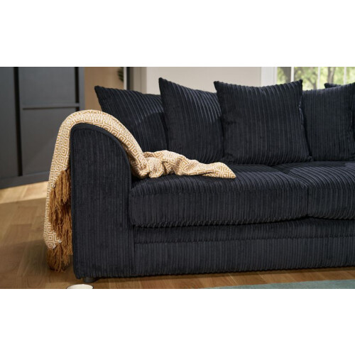 Snugg Furniture (Scatter Back, Black) Milo Jumbo Cord 4 Seater 2 Corner Jumbo Cord Sofa 2