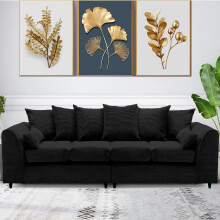 (Scatter Back, Black) Milo Jumbo Cord 4 Seater 2 Corner Jumbo Cord Sofa