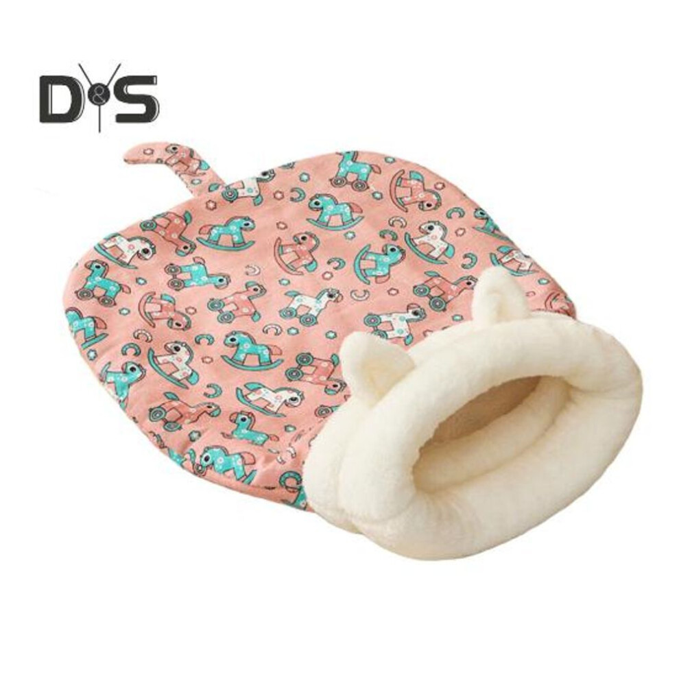 (pink) Cat Sleeping Bag For Indoor Cats 360-degree Warm Semi-enclosed Cat Sack Winter Plush Pet Bed Cave For Cats Dogs