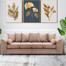 (Scatter Back, Coffee) Milo Jumbo Cord 4 Seater 2 Corner Jumbo Cord Sofa