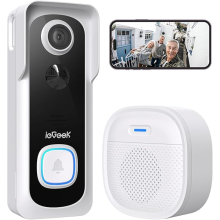 ieGeek 2K Wireless Doorbell Cam with Chime Smart PIR, CEO L