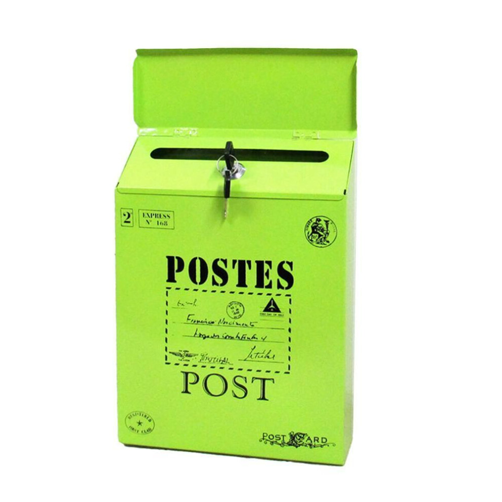 (green) Vintage Wall Mount Mailbox Letter Box Retro Postal Letter Newspaper Box Wall Mounted Post Box Decoration Crafts Farmhouse Post