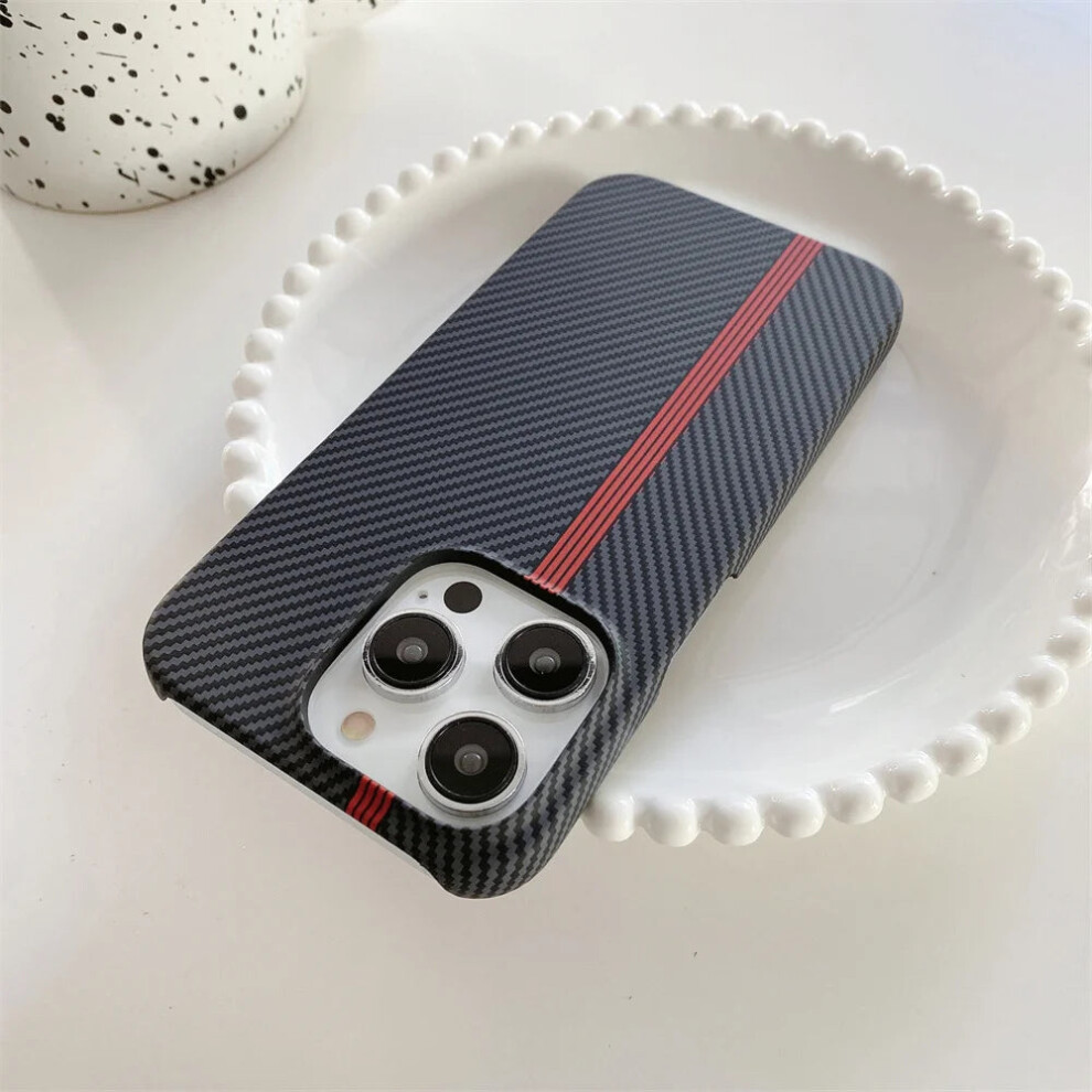 Photos - Case  Luxury Carbon Fiber Pattern Cooling  for iPhone 16 15 14 13 Pro Max Black,Red(Black Red, For iPhone 15)