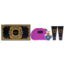Dylan Blue by Versace for Women - 4 Pc Gift Set - 3.4oz EDP Spray 3.4oz Sublime Body Lotion 3.4oz Sublime Bath and Shower Gel Makeup Case