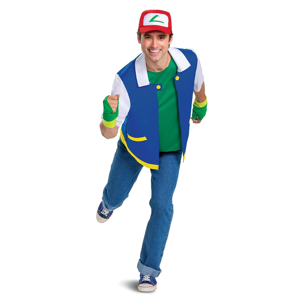 Disguise 120069STD-20L Ash Ketchum Classico Unisex Adulto Pokemon Dress Up & Accessori, Blu, Predefinito-image