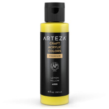 ARTEZA Craft Acrylic Paint A100 Lemon Yellow 4fl ounces Bottles Water-Based Blendable Matte Acrylic Paints for Art & DIY Outdoor Projects