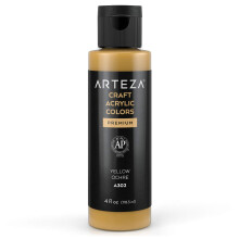 ARTEZA Craft Acrylic Paint A302 Yellow Ochre 4fl ounces (118 ml) Bottle Water-Based Blendable Matte Acrylic Paint for Art & DIY Outdoor Projects