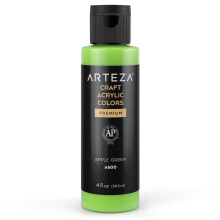 ARTEZA Craft Acrylverf A600 Appelgroen 4 fl ounce flessen op waterbasis, mengbare matte acrylverf voor kunst- en doe-het-zelfprojecten buitenshui