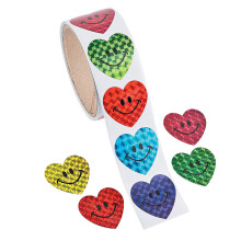 Fun Express - Prism Smile Face Heart Stickers (100pc) for Valentine's Day - Stationery - Stickers - Stickers - Roll - Valentine's Day - 100 Piece
