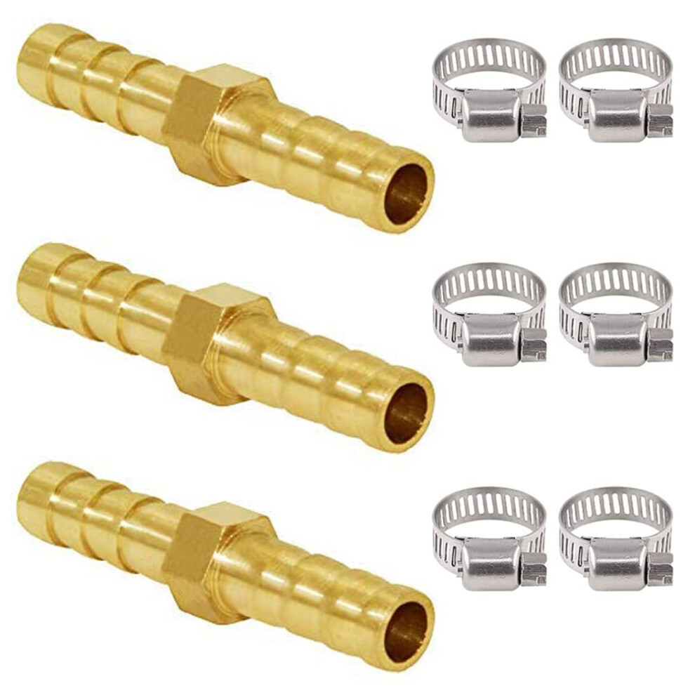 Raccord Cannel Hexagonal En Laiton Pour Tuyau D'eau, De Carburant Et D'air, 3/8"" Id, Joywayus, Avec 6 Colliers De Serrage En Acier Inoxydable (L-image