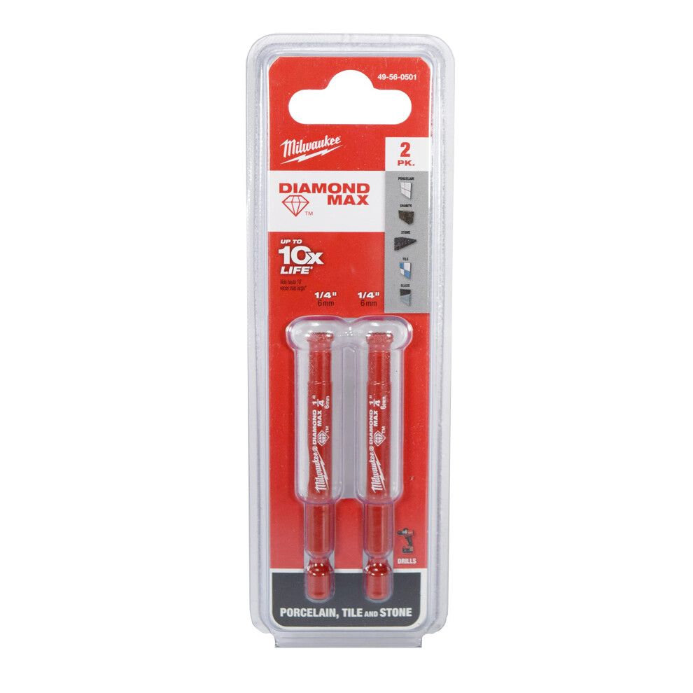Miluwakee Milwaukee 49-56-0501 Diamond MAX 1/4inch Diamond Grit Hole Saw 2 Pack