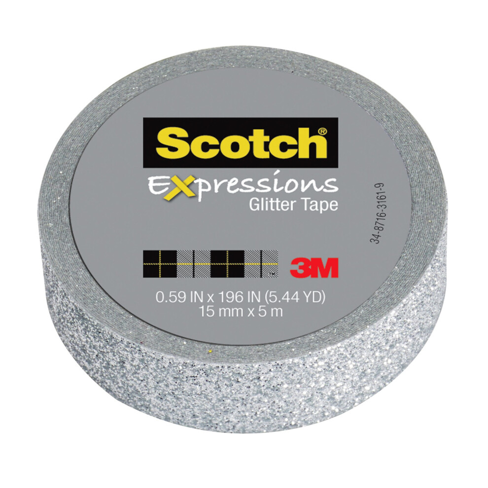 3M Expressions Glitter Tape  .59"""" x 196""""  Silver