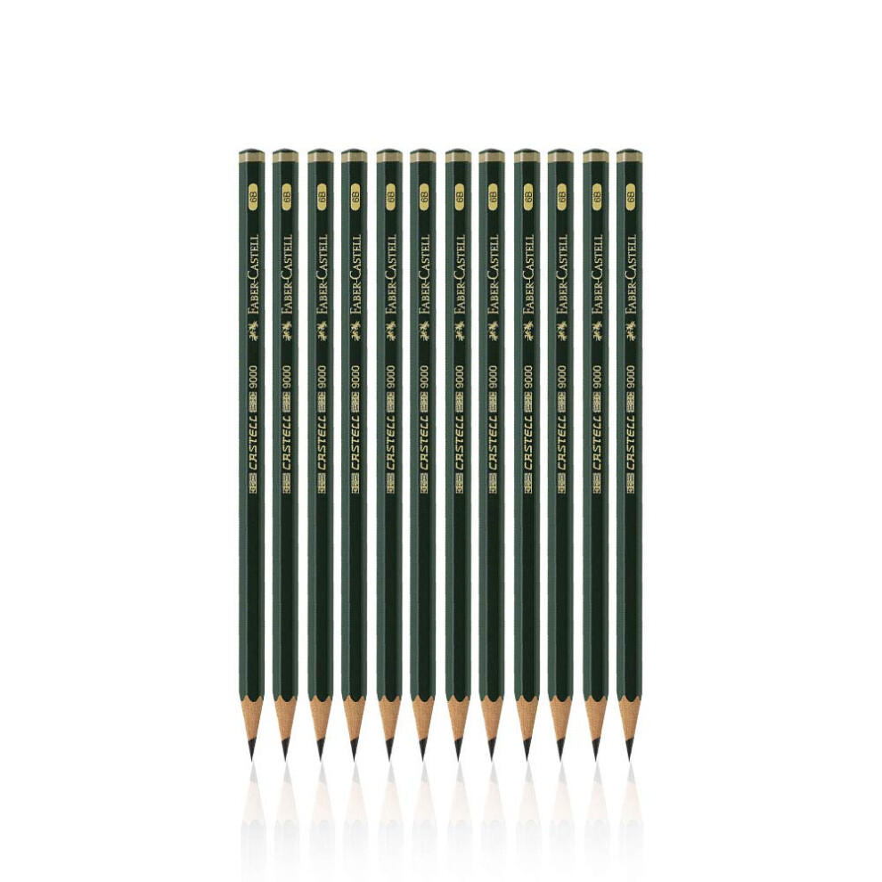Faber-Castell pencils  Castell 9000 Artist graphite 6B pencils for sketch  drawing  shading  art supplies - box of 12