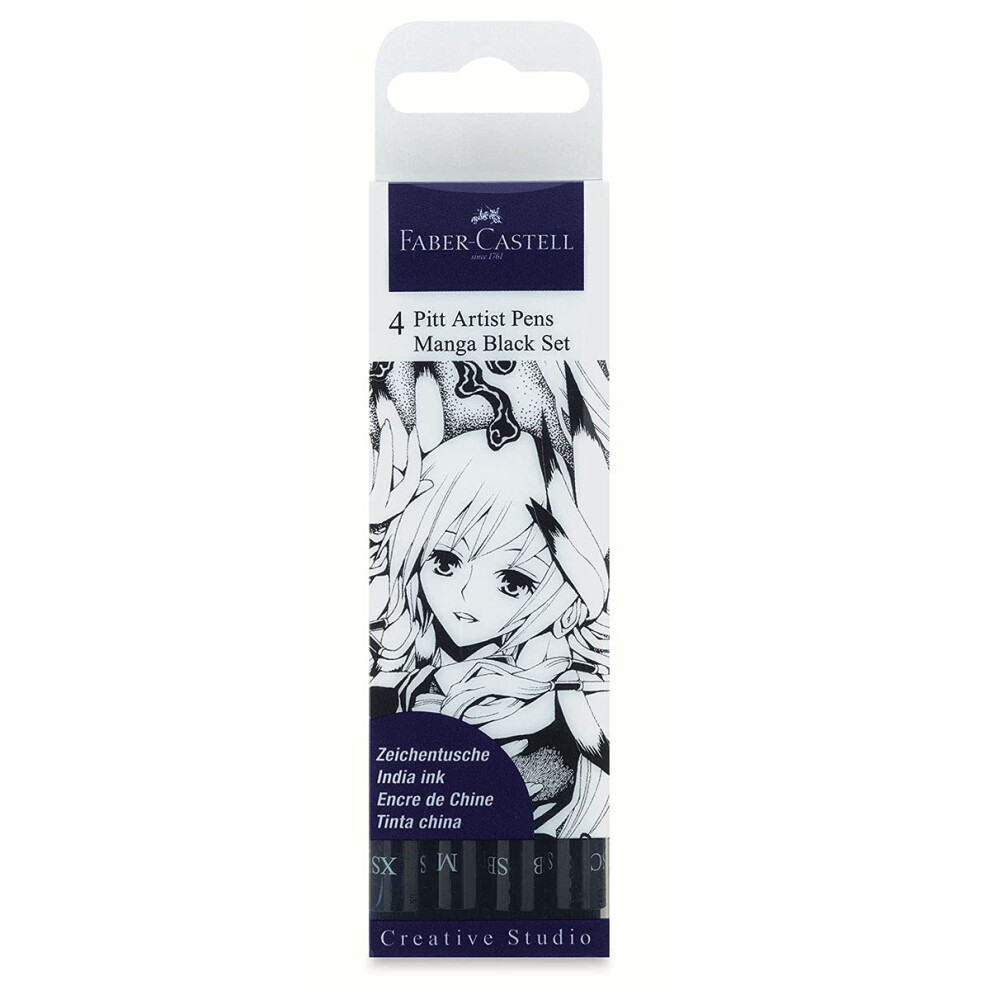 Faber-Castell 267121 - Ink pen Pitt Artist Pen Manga  black ink with different tips  4 pcs