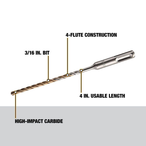 DeWalt DeWalt DW5503 3/16" x 4" x 6-1/2" Solid Rock Carbide SDS+ 1