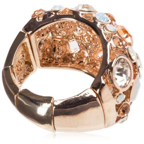 Guess GUESS "Basic" Roze Gouden Domed Multi-Stone Verstelbare Ring, Maat 7-9 1