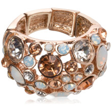 GUESS "Basic" Roze Gouden Domed Multi-Stone Verstelbare Ring, Maat 7-9