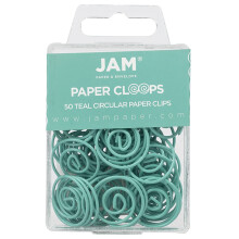JAM PAPER Circulaire paperclips - Ronde paperclips - Blauwgroen - 50/pak