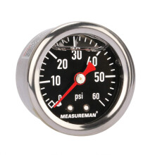 MEASUREMAN zemanyagnyomsmro 0-60 psi 1,5""-es szmlap 1/8"""" NPT hts rozsdamentes acl hz srgarz bell glicerinnel tlttt fekete szmlap
