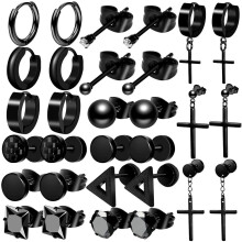 ONESING 15 par rhngen fr mn Svarta rhngen herr rhngen i rostfritt stl fr mn kvinnor Smycken Piercing mn rhngen set