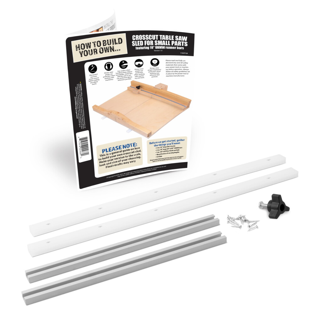 Fulton DIY Table Saw Crosscut Sled Kit (19 Kit w/Predrilled UHMW Bars)