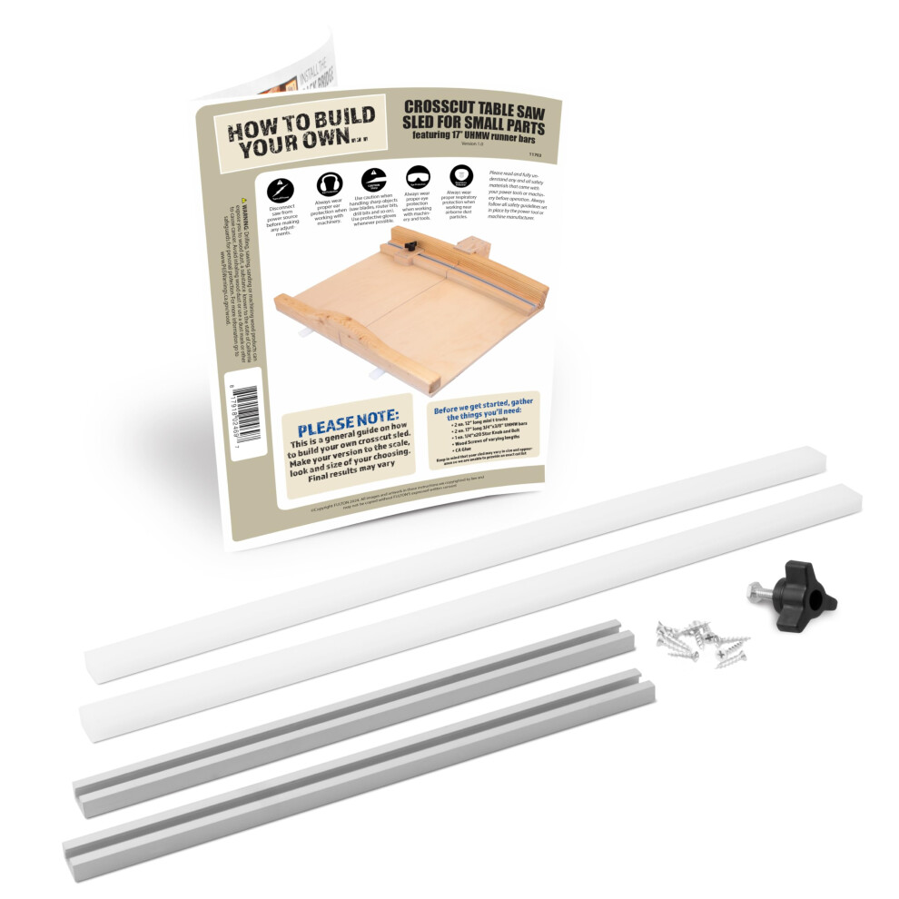 DIY Table Saw Crosscut Sled Kit (17"""" Kit w/Un-drilled UHMW Bars)