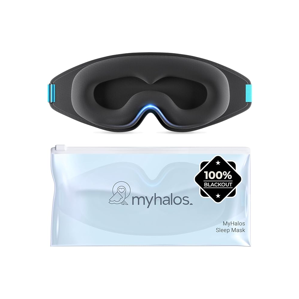 MyHalos® 100% Blackout Sleep Masks for Women & Men - Zero Eye Pressure Eye Mask for Sleeping -Our Halo Sleep Mask Inclu