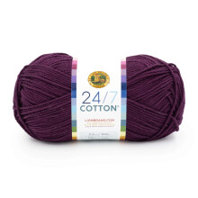 Lion Brand Yarn, leichtes 24/7-Baumwollgarn zum Stricken, Hkeln und Basteln, 1 Packung Aubergine