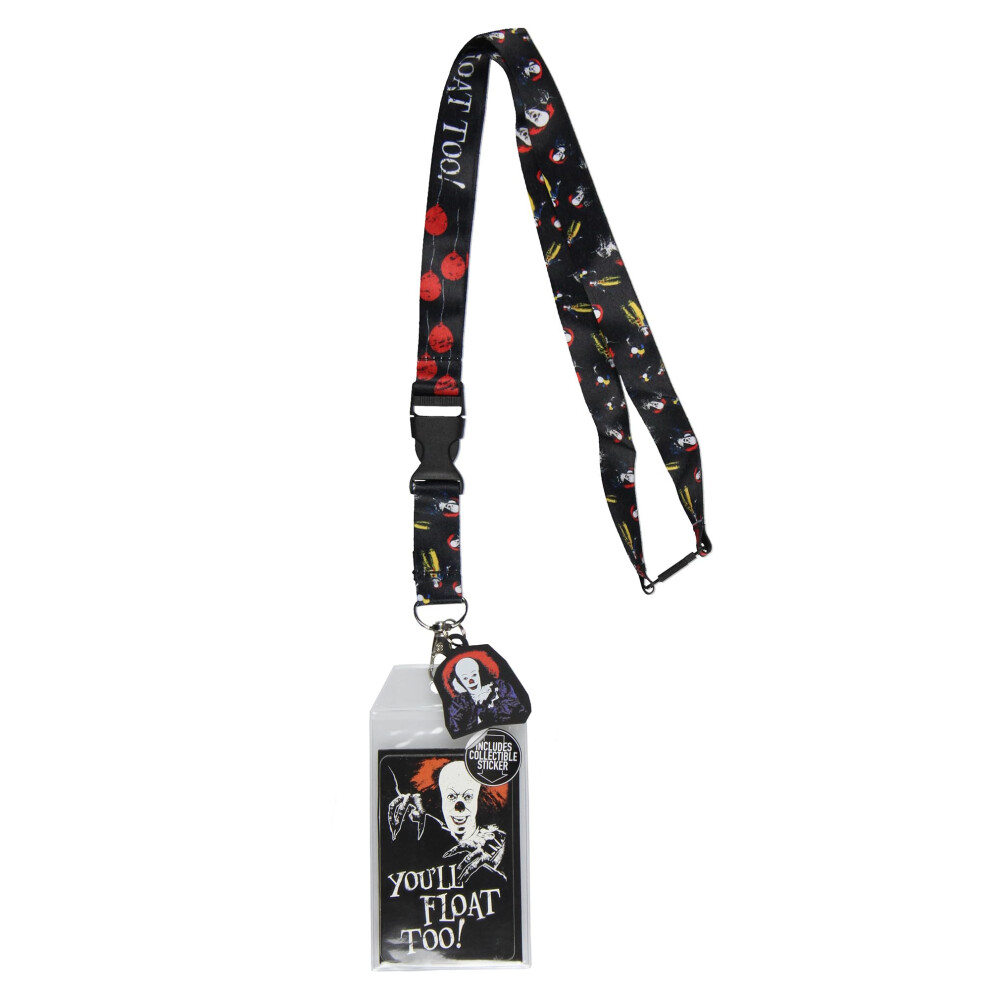 It Pennywise Clown You'll Float Too! - Cordino Porta Badge Con Ciondolo In Gomma E Adesivo Da Collezione-image
