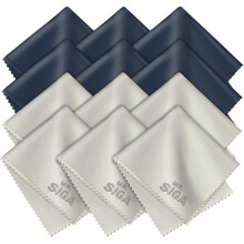 MR.SIGA Premium Microfiber Cleaning Cloths for Lens Eyeglasses Screens Tablets Glasses 12 Pack 6 x 7 inches (15 x 18 cm) Navy/Gray