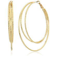 Guess Glad en Textured Draad Gouden Hoepel Oorbellen