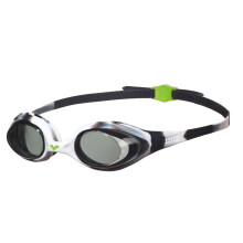 Arena Unisex Spider Junior Youth Swim Goggles for Boys and Girls  Black / White / Clear  Non-Mirror Lens