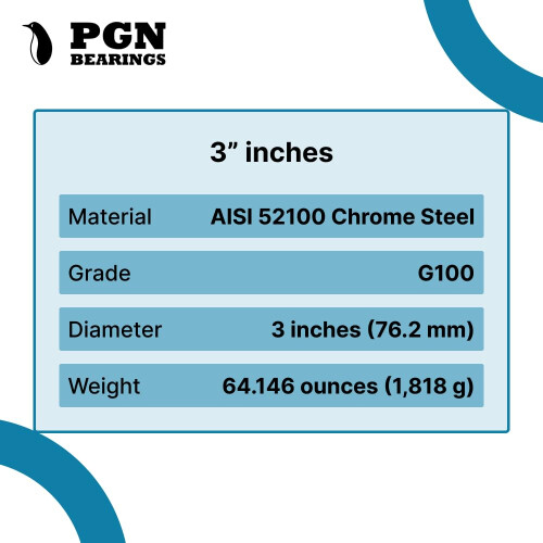PGN - 3"" tuuman kromiteräslaakeripallot - G100 Precision 2
