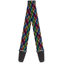 gM general Motors guitar Strap chevy Bowties Row Black Multi color 2 Inches Wide