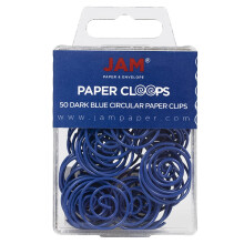 Trombones circulaires JAM PAPER - Trombones ronds - Bleu fonc - Paquet de 50