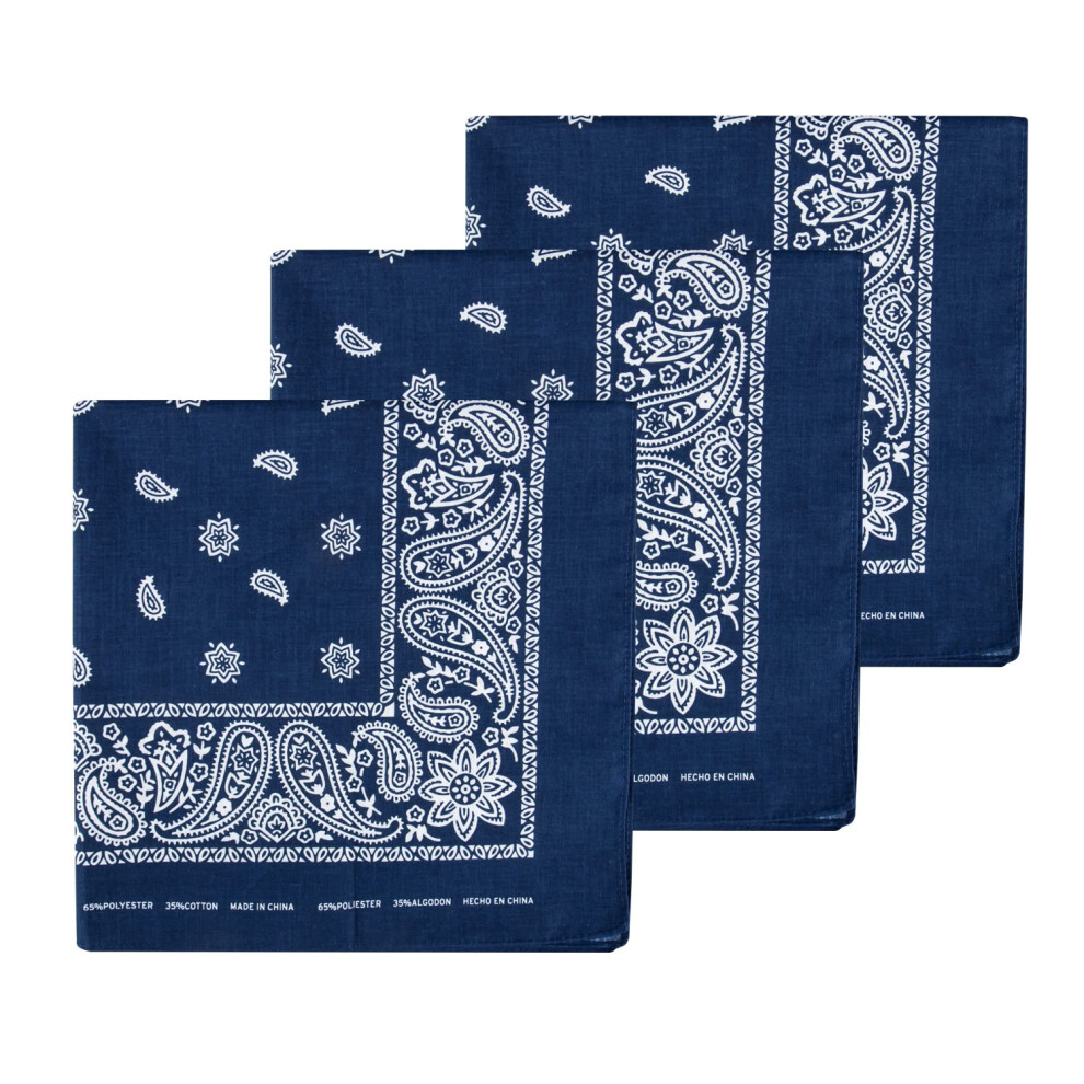 Levi's Men's 100% Cotton Multi-purpose Bandana Gift Sets - Headband  Wrap  Protective Coverage  Navy  Pack 3