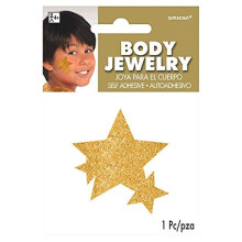 Amscan Sterren Assortiment Glitter Zelfklevende Lichaamssieraden 5"""" X 3 1/2"""" (verpakt) Goud