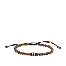 Fossil Tijgeroogarmband met kralen voor heren Kleur: bruin (model: JF04413040)