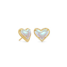 Kendra Scott Ari Heart Stud Orens for Women Fashion Jewelry 14K in vetro dicroico iridescente dorato