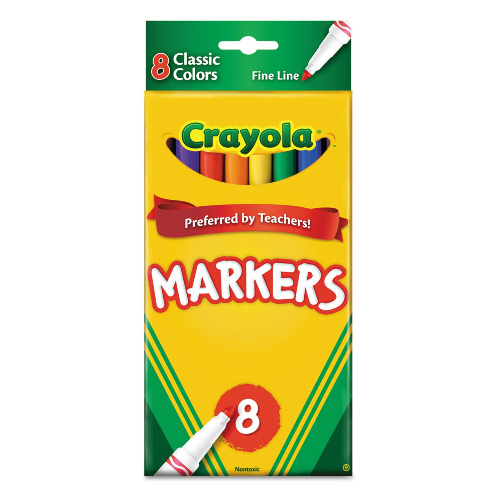 Crayola 587709 Non-Washable Markers  Fine Point  Classic Colors  8/Set