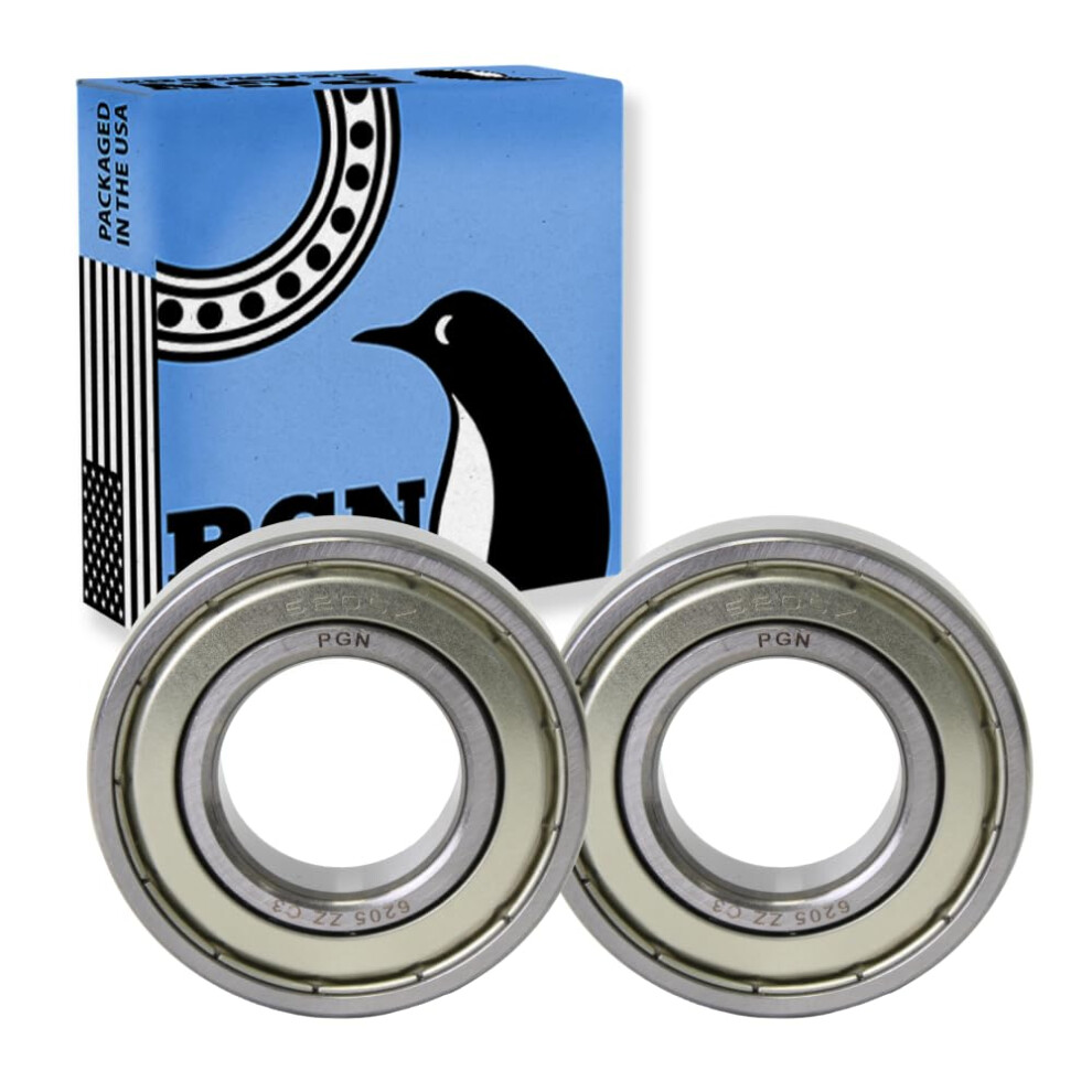 Pgn (2 Pack) 6205-Zz Bearing - Lubricated Chrome Steel Sealed Ball Bearing - 25X52x15mm Bearings With Metal Shield & High Rpm Support 760655019665