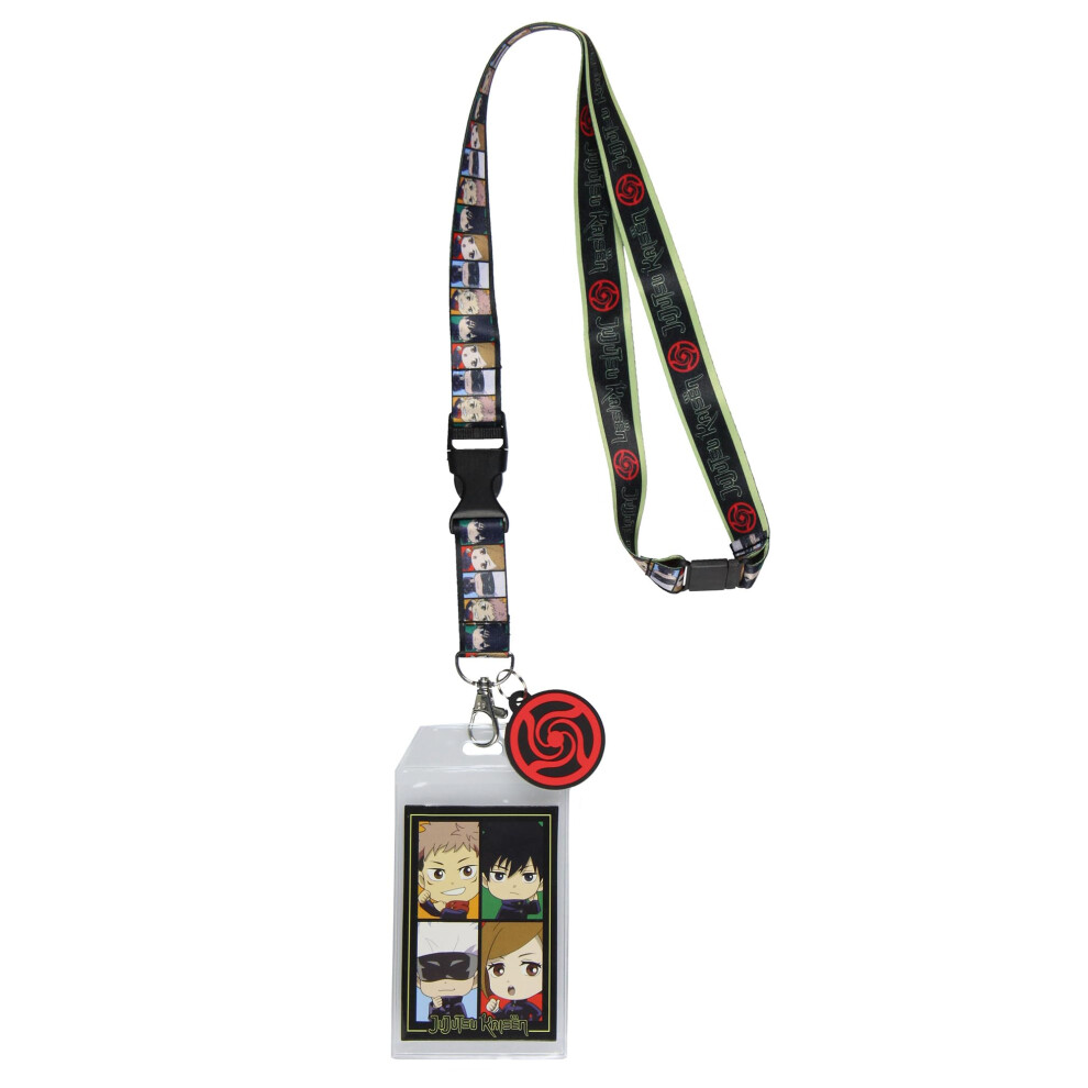 Jujutsu Kaisen Chibi Paneel Id Badge Houder Lanyard Met Rubberen Bedelhanger-image