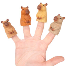 Accoutrements Archie McPhee Capybara Ontspannen Knagers Vingerpoppen Set van 4, Bruin