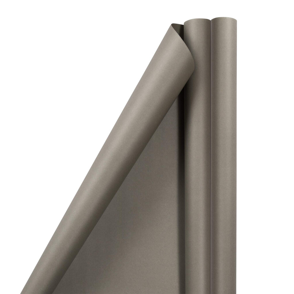 Jam Paper Geschenkpapier Mattes Geschenkpapier Gesamt 4,6 M (Je 76,2 Cm X 3,0 M) Mattes Schiefergrau 2 Rollen/Packung-image