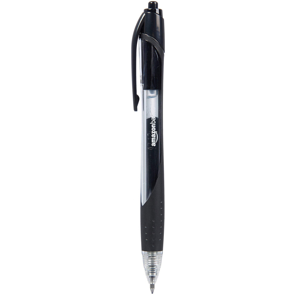 Amazon Basics Retractable Gel Ink Pens - Fine Point Pen  Black  12-Pack
