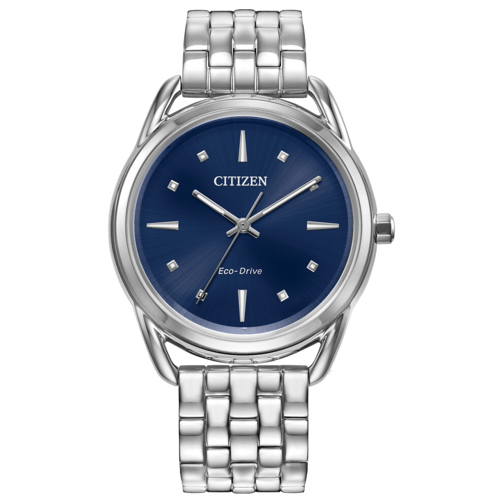 Citizen Women's Eco-Drive Dress Classic Watch in Stainless Steel  Blue Dial (Model: FE7090-55L)