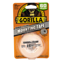 Gorilla stoer en helder; Dubbelzijdige montagetape; Weerbestendig; 1"" x 60""""; Duidelijk; (Pack van 1)
