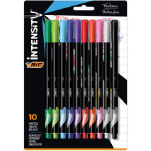 BIC Intensity Fineliner-Marker, feine Spitze (0,4 mm), verschiedene Farben, 10 St   ck, Modellnummer: FPINFAP10